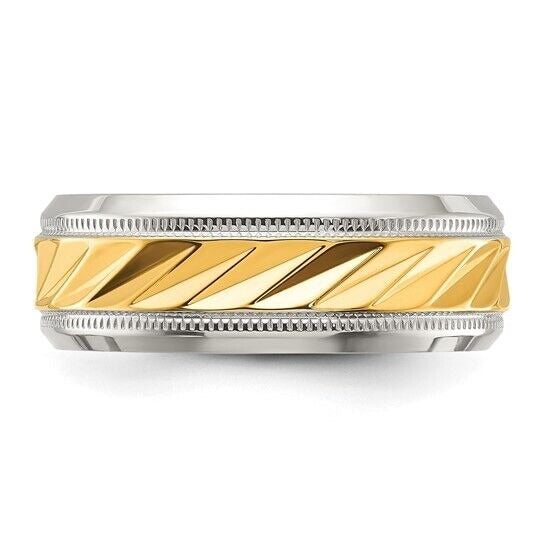 Chisel Titanium Polished Yellow IP-plated Grooved Center 8mm Band Ring Size 9.5
