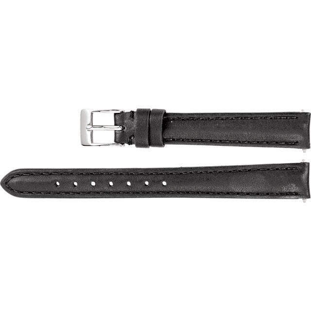 Ladies 16 mm Regular Black Leather Water-Resistant Padded Watch Strap Band