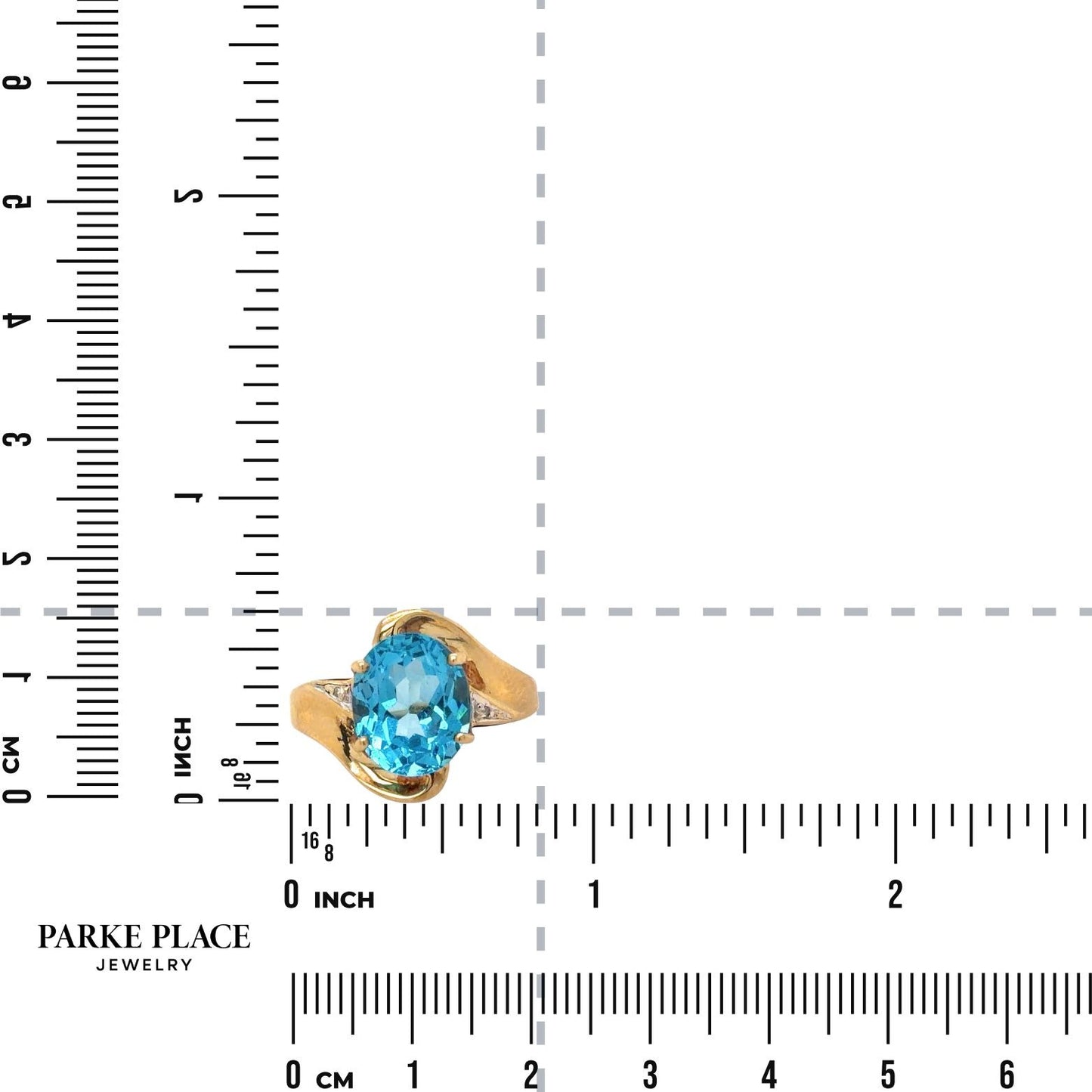 Blue Topaz & Diamonds 10k Yellow Gold Ring 3.6g Size 7