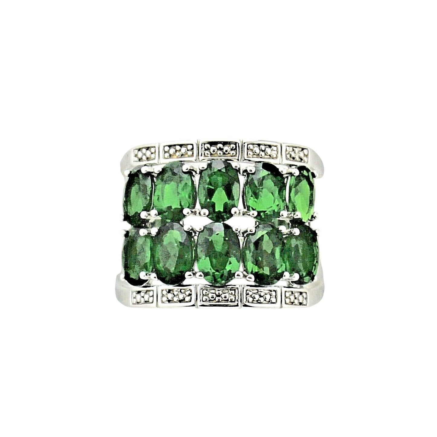 Green Quartz Sterling Silver 925 Cocktail Ring 6.7g Size 7.25