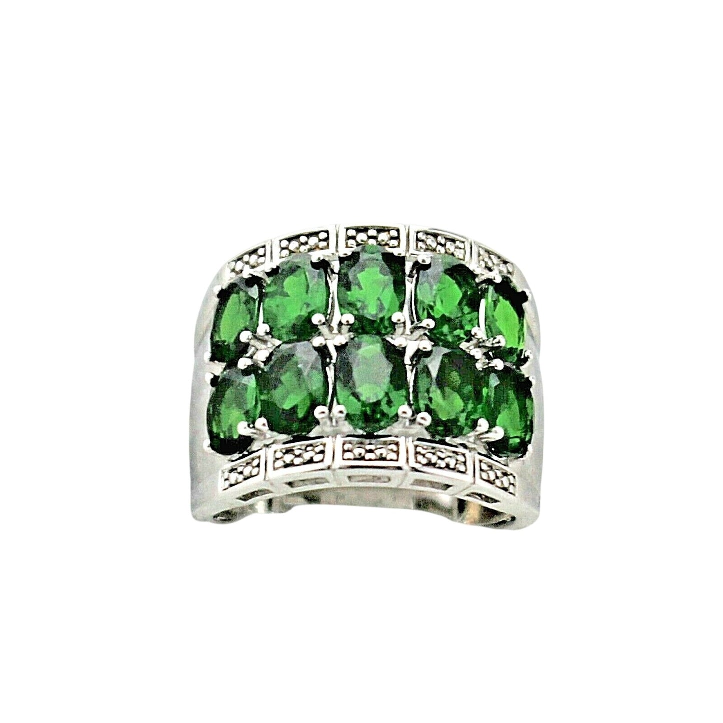 Green Quartz Sterling Silver 925 Cocktail Ring 6.7g Size 7.25