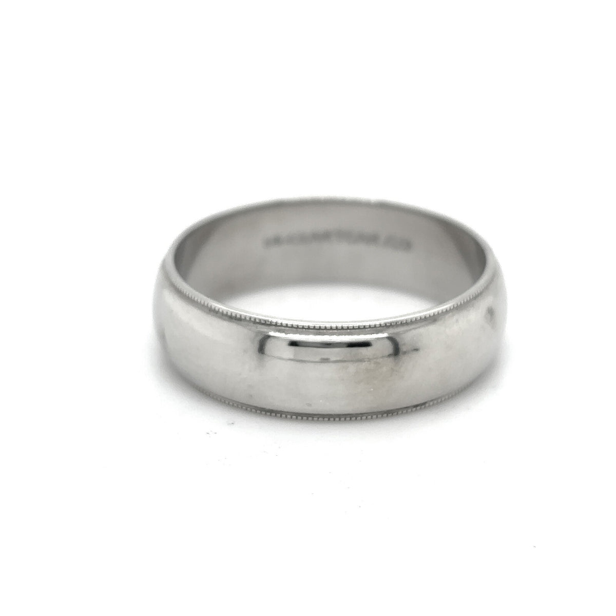 6.7mm Wedding Band Ring 14k White Gold 7.0g Size 10.5