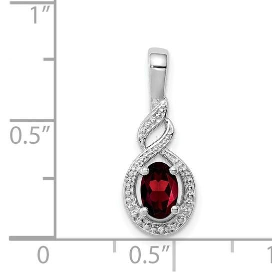 Sterling Silver Rhodium-Plated Garnet & Diamond Pendant