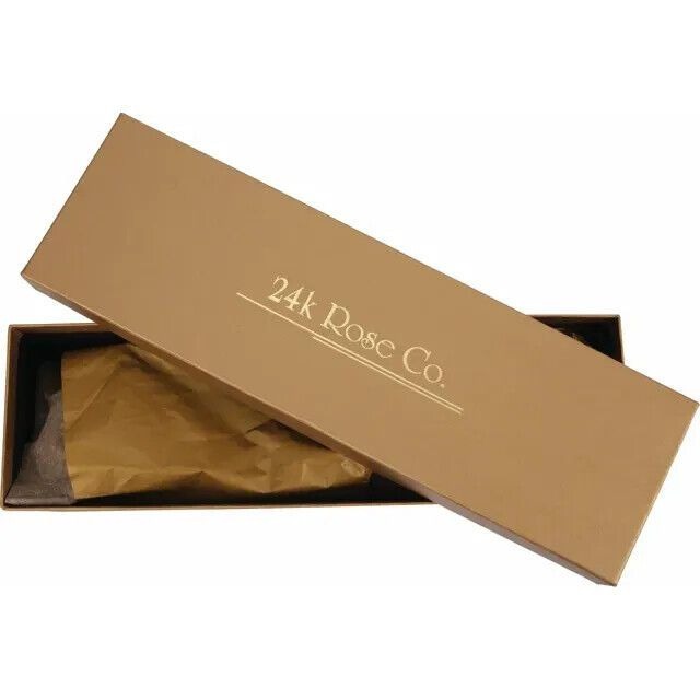 Real Lacquered Sparkle White Rose With 24K Gold Trim & Green Leaves In Gift Box