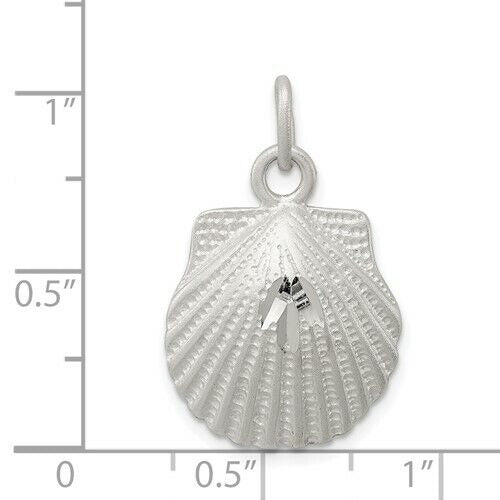 Sterling Silver Satin Finish Diamond Cut Shell Pendant/Charm