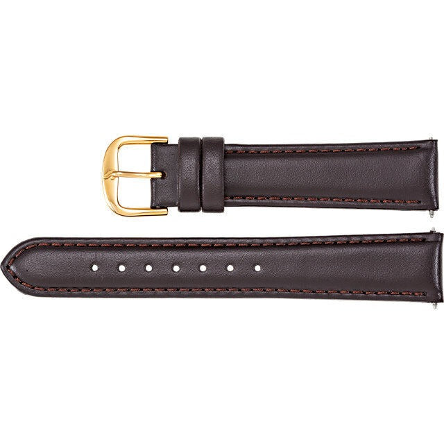 Men's 18mm Regular Brown Leather Padded Calf Watch Strap Band