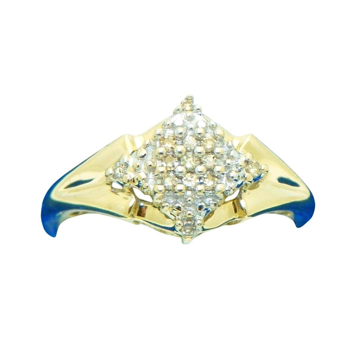 1/4 ct Diamond Cluster Ring REAL SOLID 10 k Gold 2.3 g Size 7.25