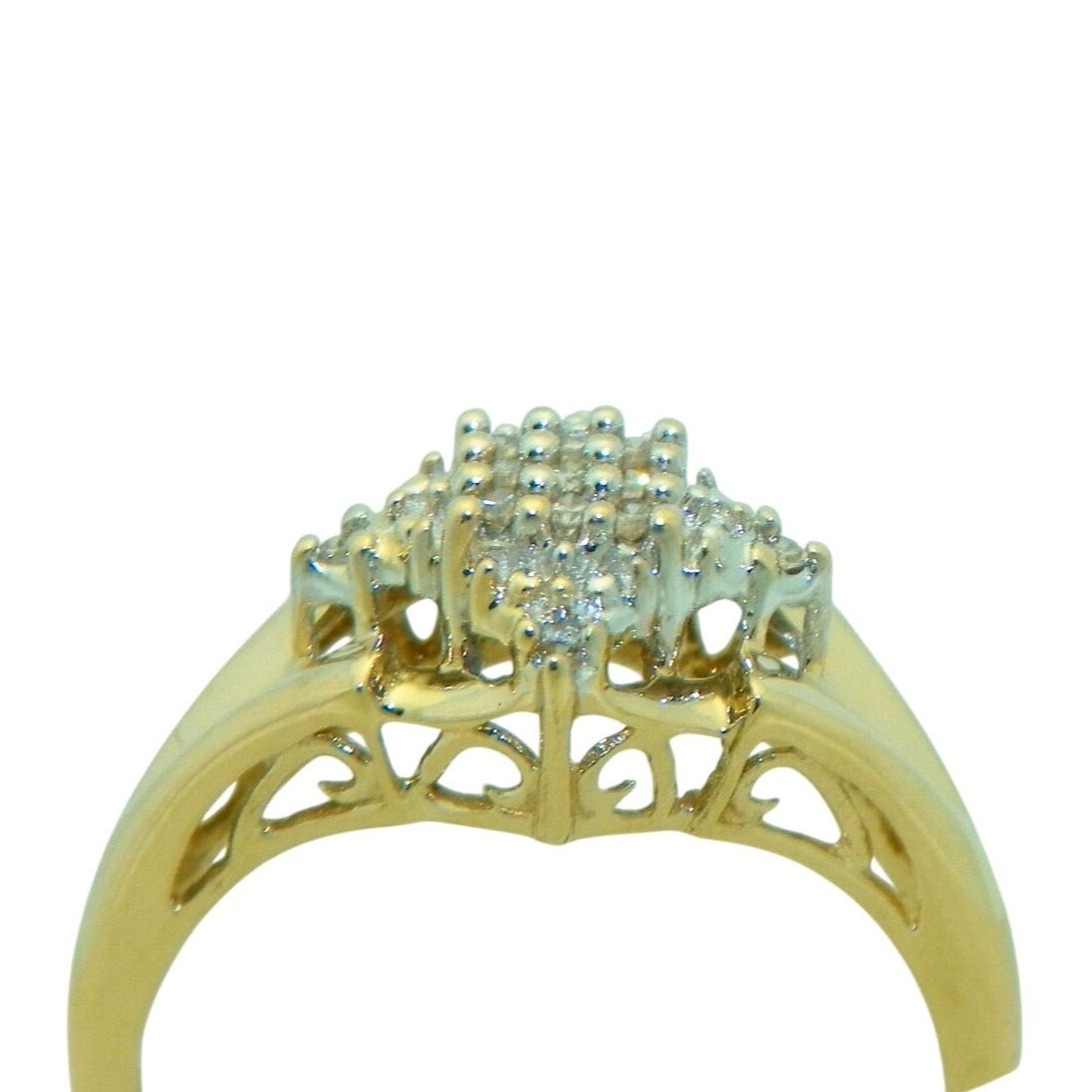 1/4 ct Diamond Cluster Ring REAL SOLID 10 k Gold 2.3 g Size 7.25