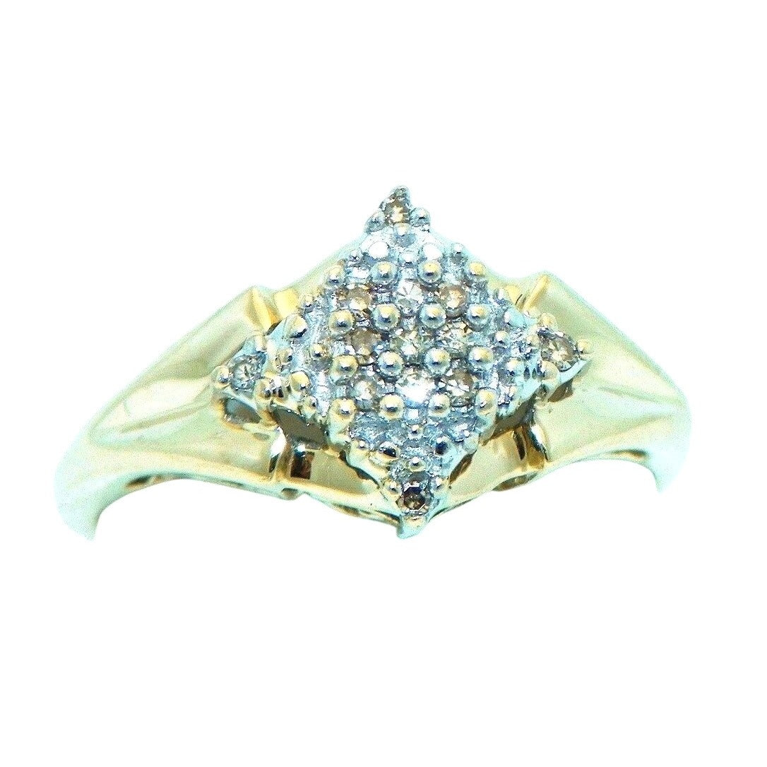 1/4 ct Diamond Cluster Ring REAL SOLID 10 k Gold 2.3 g Size 7.25