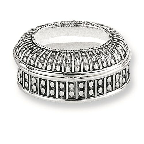 Antiqued Silver-Plated Large Oval Dot Jewelry Box