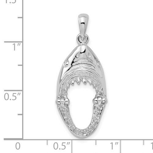 Sterling Silver Polished Moveable Shark Head Pendant 925