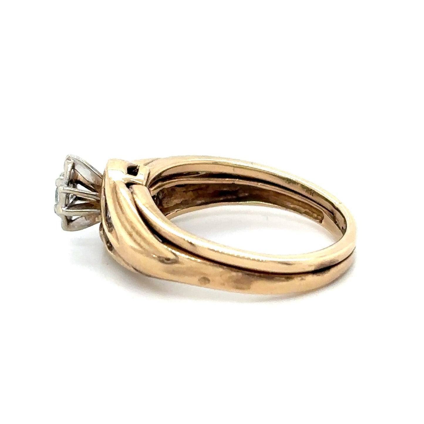 10k Yellow Gold 1/4ctw Diamond Solitaire Ring & Band 3.5g Size 5
