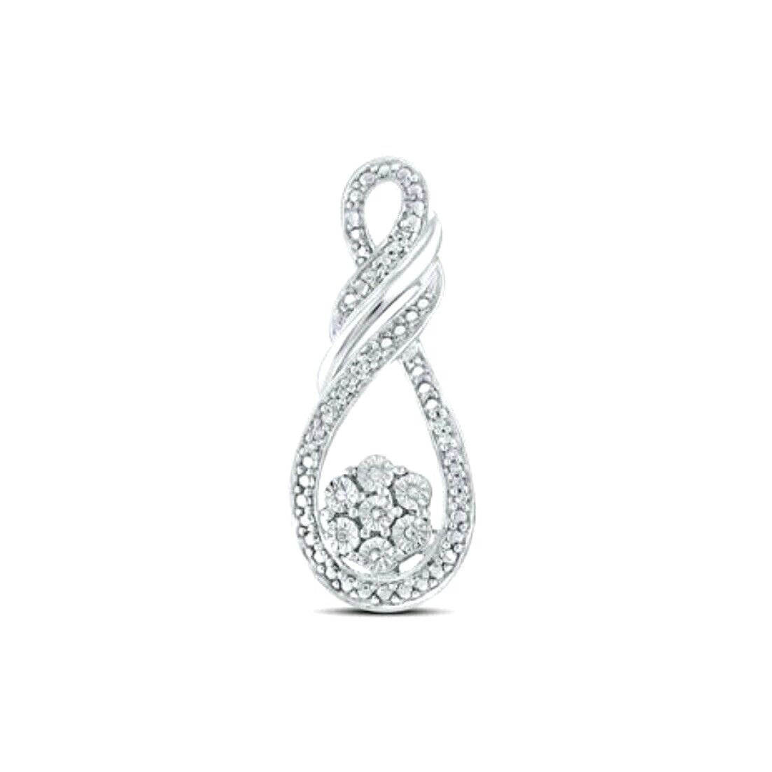 Sterling Silver Round Diamond Fashion Pendant 1/20 ctw Infinity Twist Design