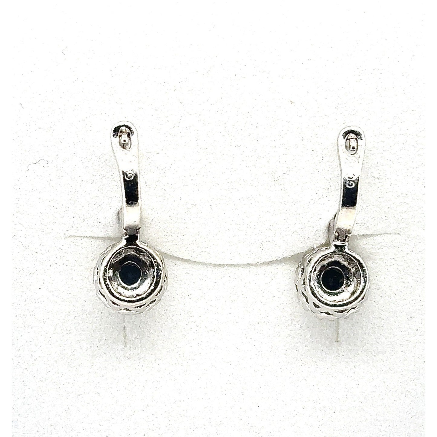 14K White Gold Sapphire & Diamond Dangle Earrings 3g