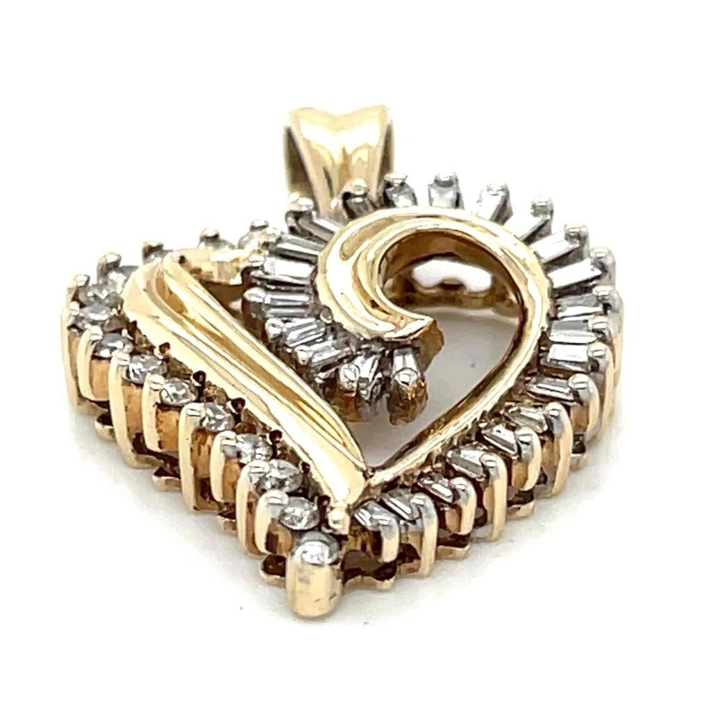 1/2 ctw Diamond Heart Pendant 10k Yellow Gold 4.1g