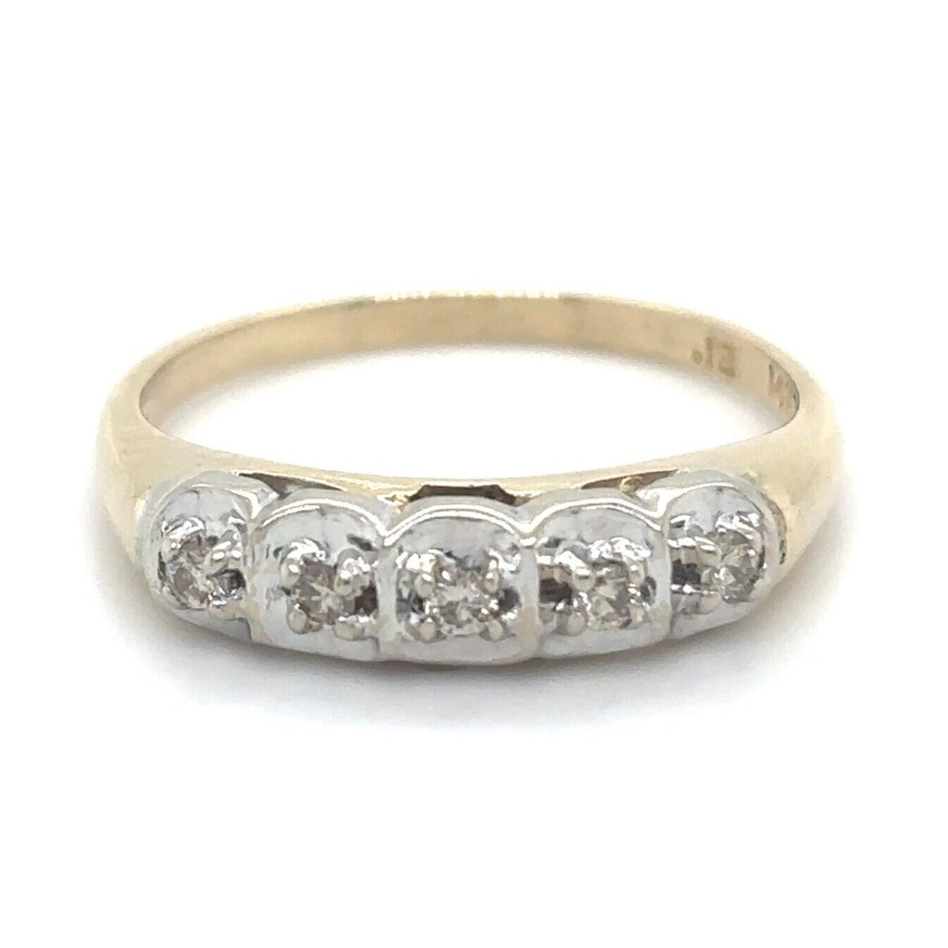 14k Yellow Gold 1/10ctw Diamond Band Ring 2.5g Size 7