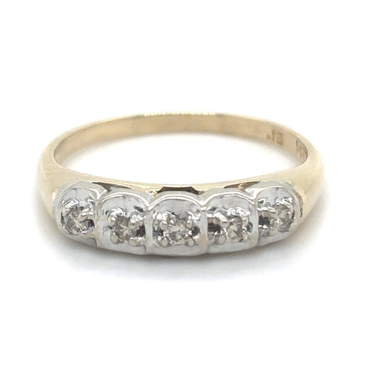 14k Yellow Gold 1/10ctw Diamond Band Ring 2.5g Size 7