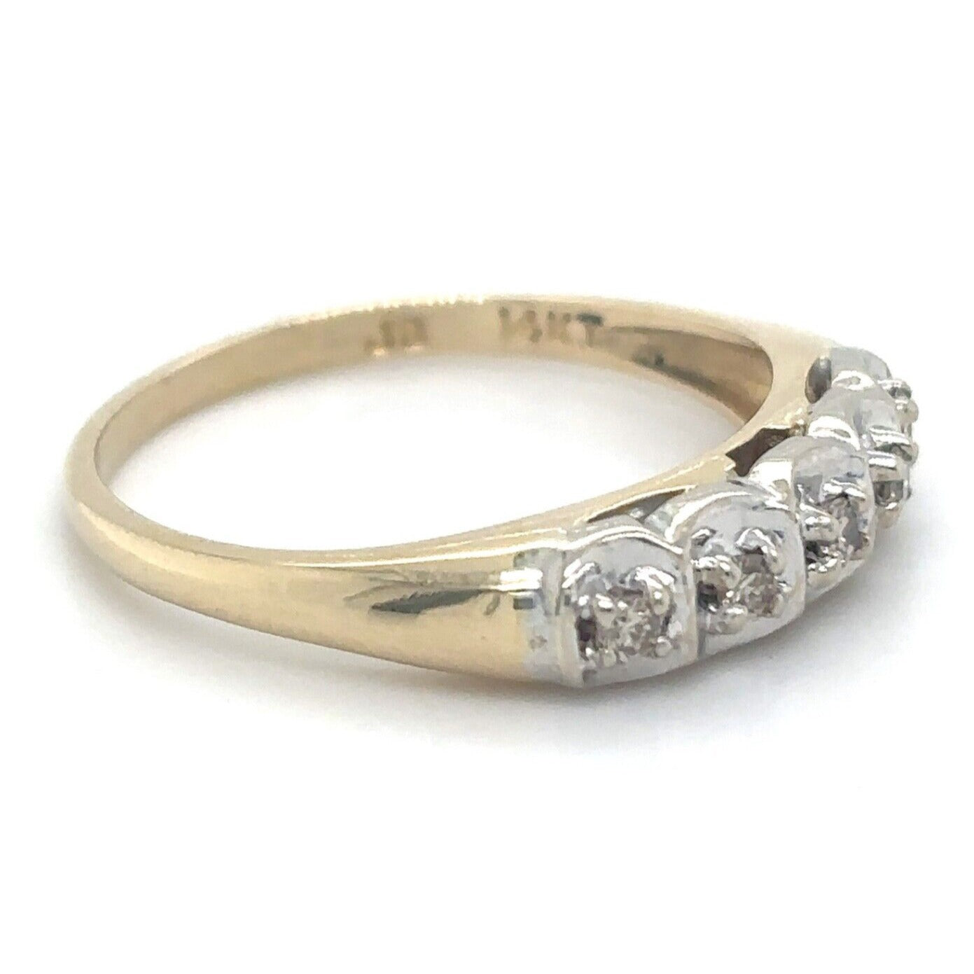 14k Yellow Gold 1/10ctw Diamond Band Ring 2.5g Size 7