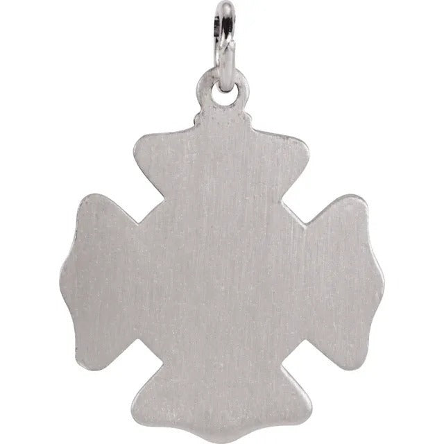 Sterling Silver St. Florian Fireman Medal Necklace Pendant