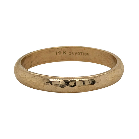 3.5mm 14k Yellow Gold Hammered Finish Band Ring 4.2g Size 11.5