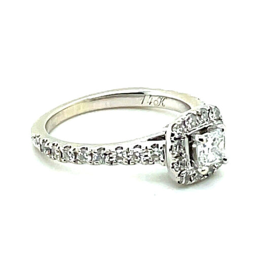 1/2ctw Diamond Engagement Princess 14K White Gold Ring 3.3g Size 4.75