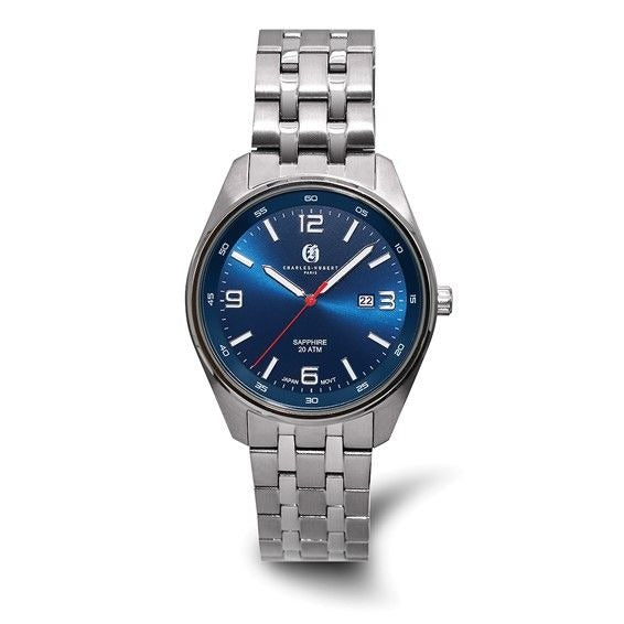 Charles-Hubert Titanium Quartz Watch 42mm Sapphire Crystal Blue Dial