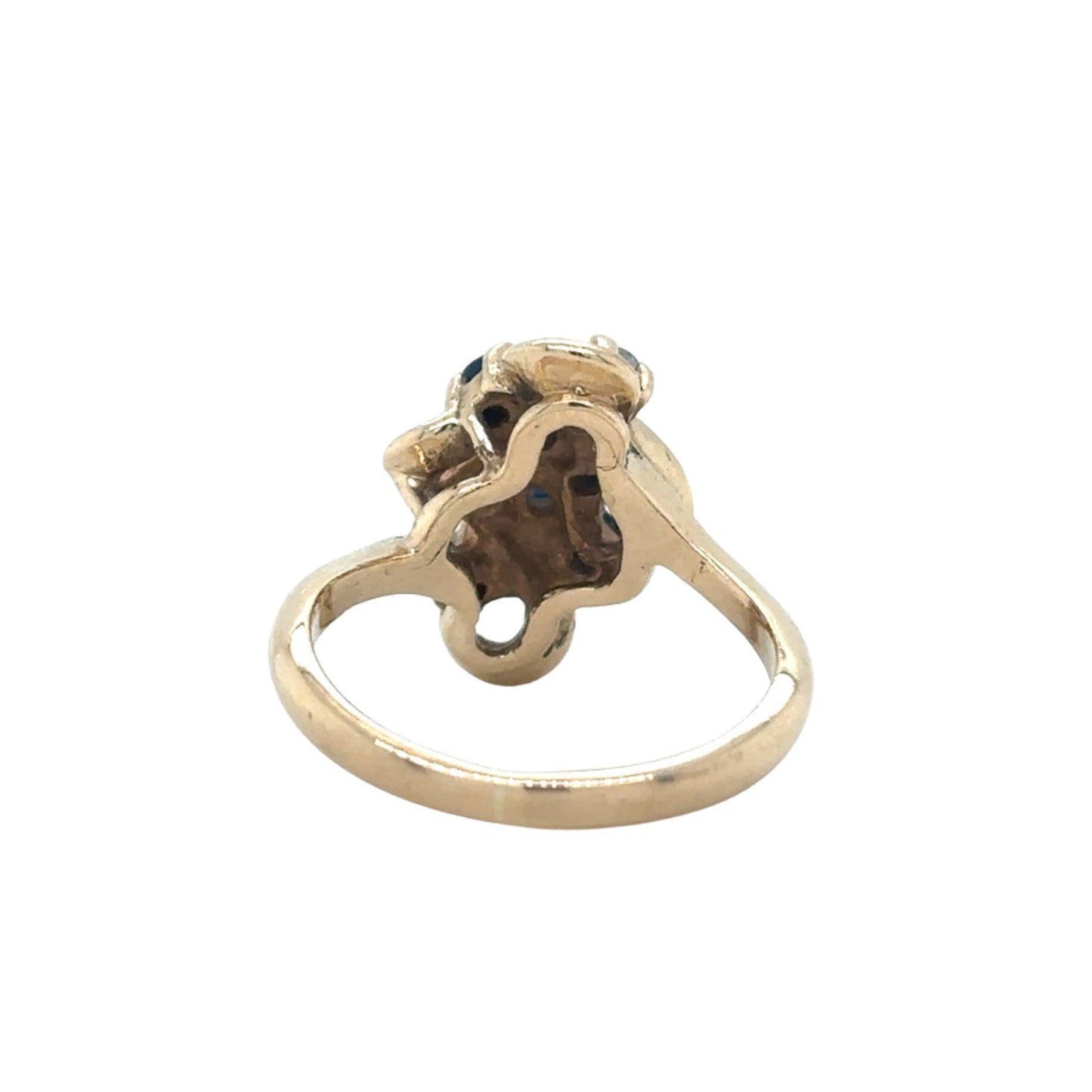 14k Yellow Gold Sapphire with Diamond Accents Size 4 Ring 3.7g