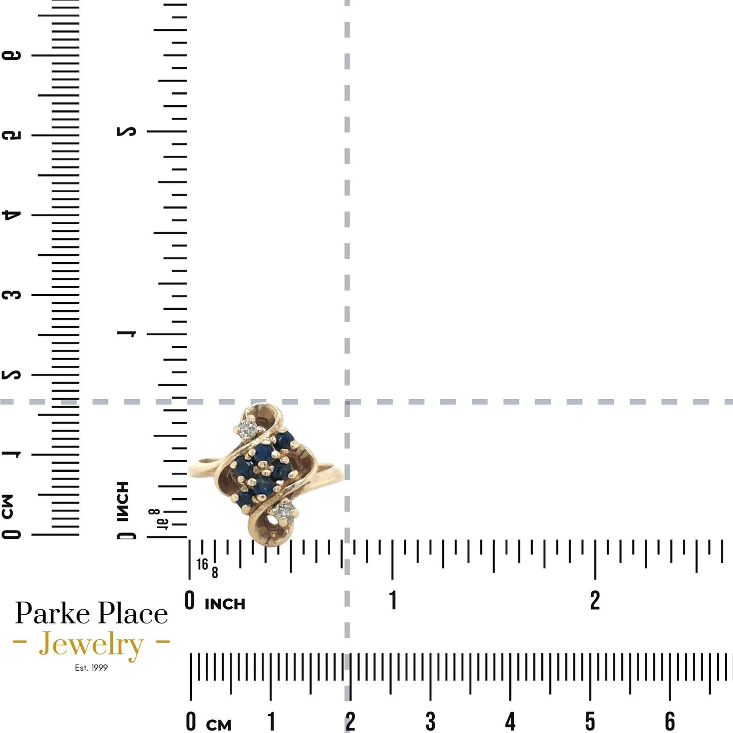 14k Yellow Gold Sapphire with Diamond Accents Size 4 Ring 3.7g
