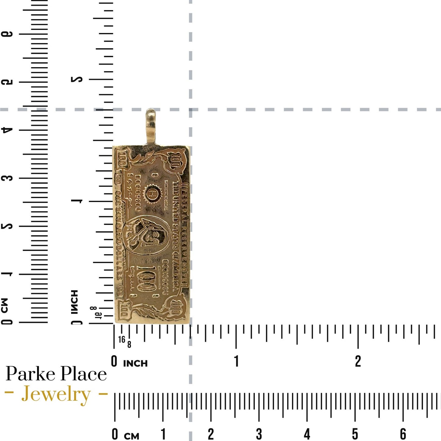 $100 Bill 14k Yellow Gold Pendant 6.0g