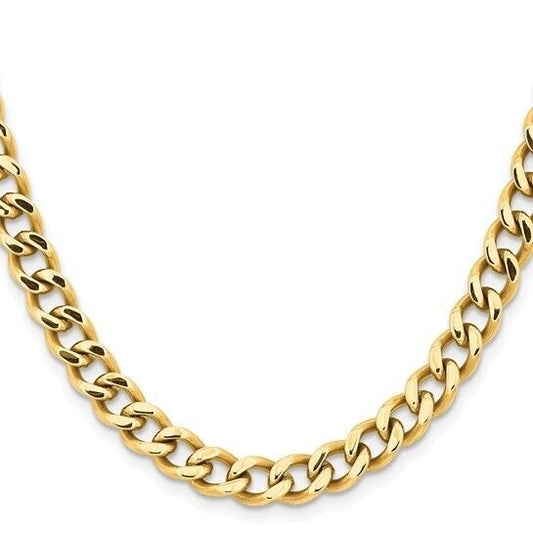 Chisel Stainless Steel Yellow IP-plated 7.5mm 8 inch Curb Chain Bracelet