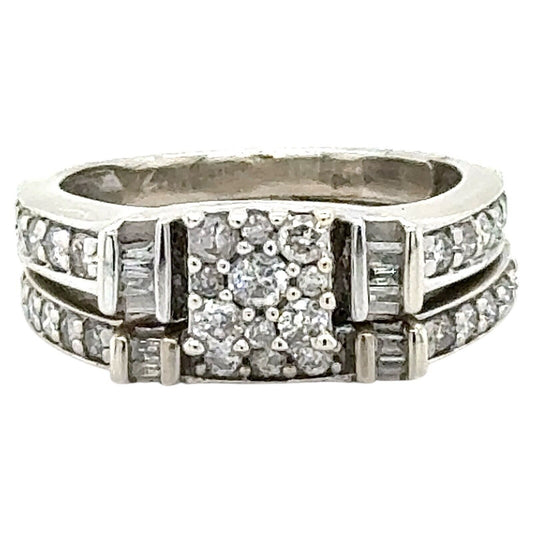 3/4ctw Diamond 14k White Gold Bridal Wedding Ring Set 5.6g Size 5