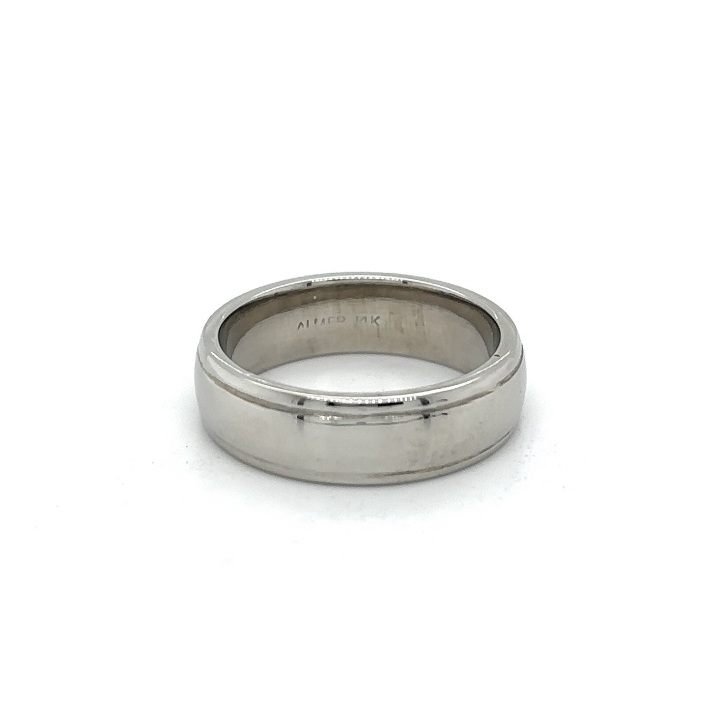 6.2mm Wedding Band Ring  14K White Gold 8.7g Size 8.25