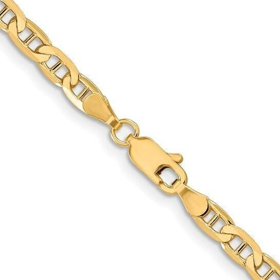 Leslies 10K Yellow Gold Concave Anchor Chain Necklace 24 Inch 3.75mm