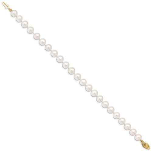 14k 7-8mm White Near Round Freshwater Cultured Pearl 18 inch Necklace