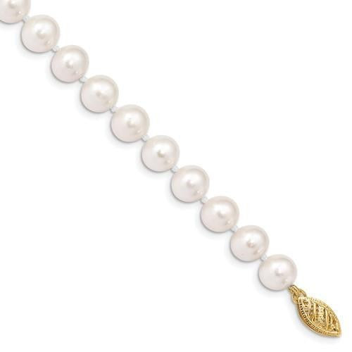 14k 7-8mm White Near Round Freshwater Cultured Pearl 18 inch Necklace