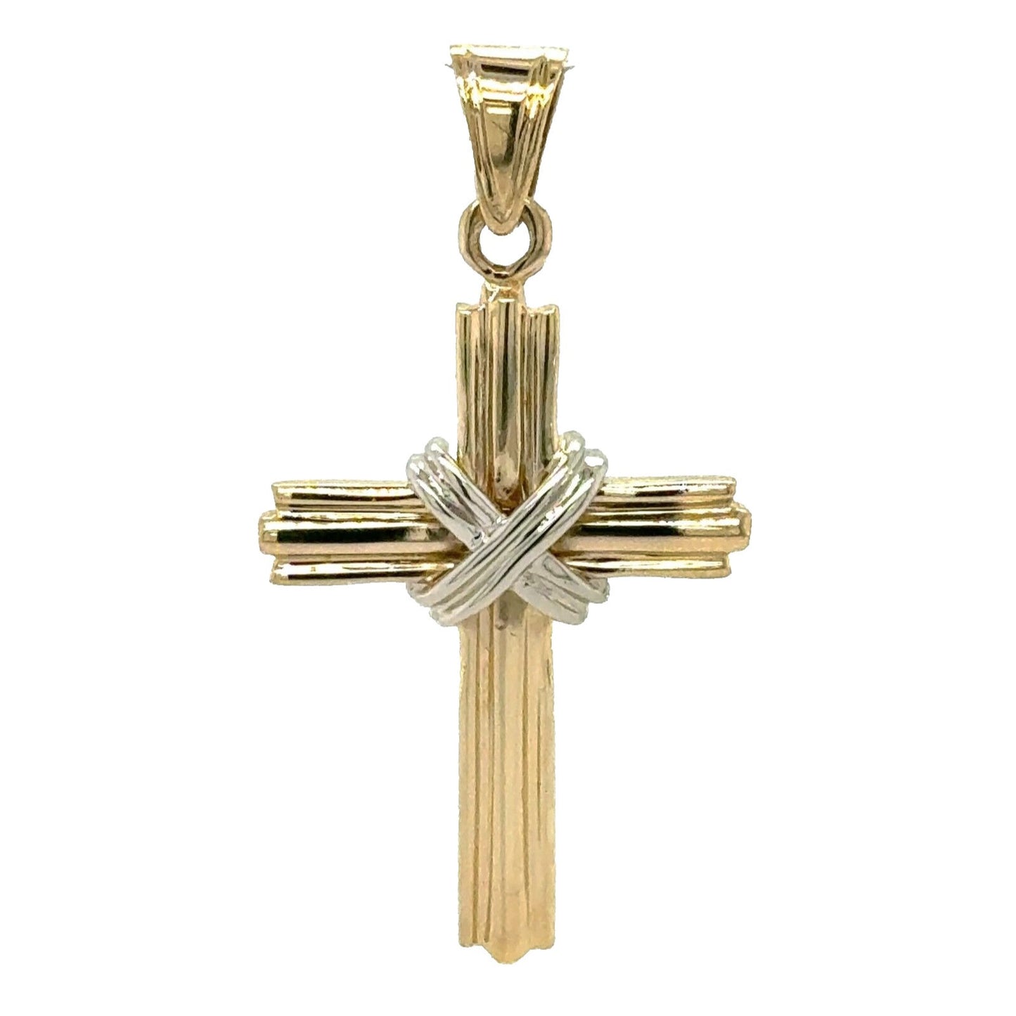 14K Yellow & White Multi-Tone Gold Cross Pendant 3.9g