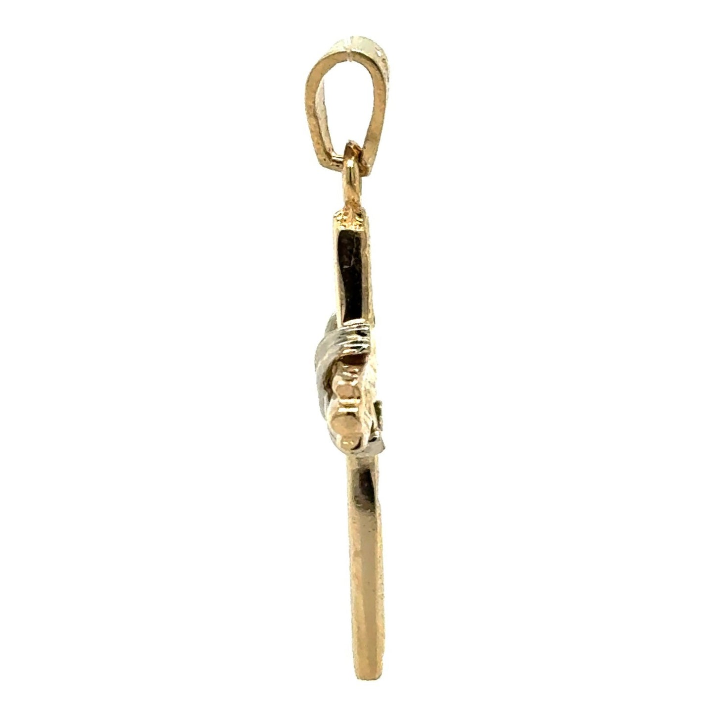 14K Yellow & White Multi-Tone Gold Cross Pendant 3.9g