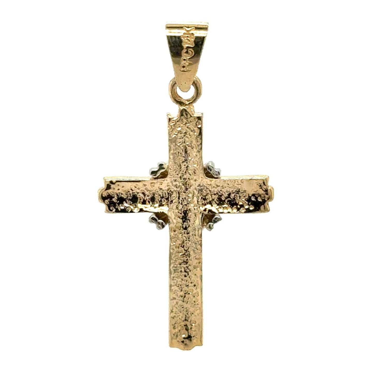 14K Yellow & White Multi-Tone Gold Cross Pendant 3.9g
