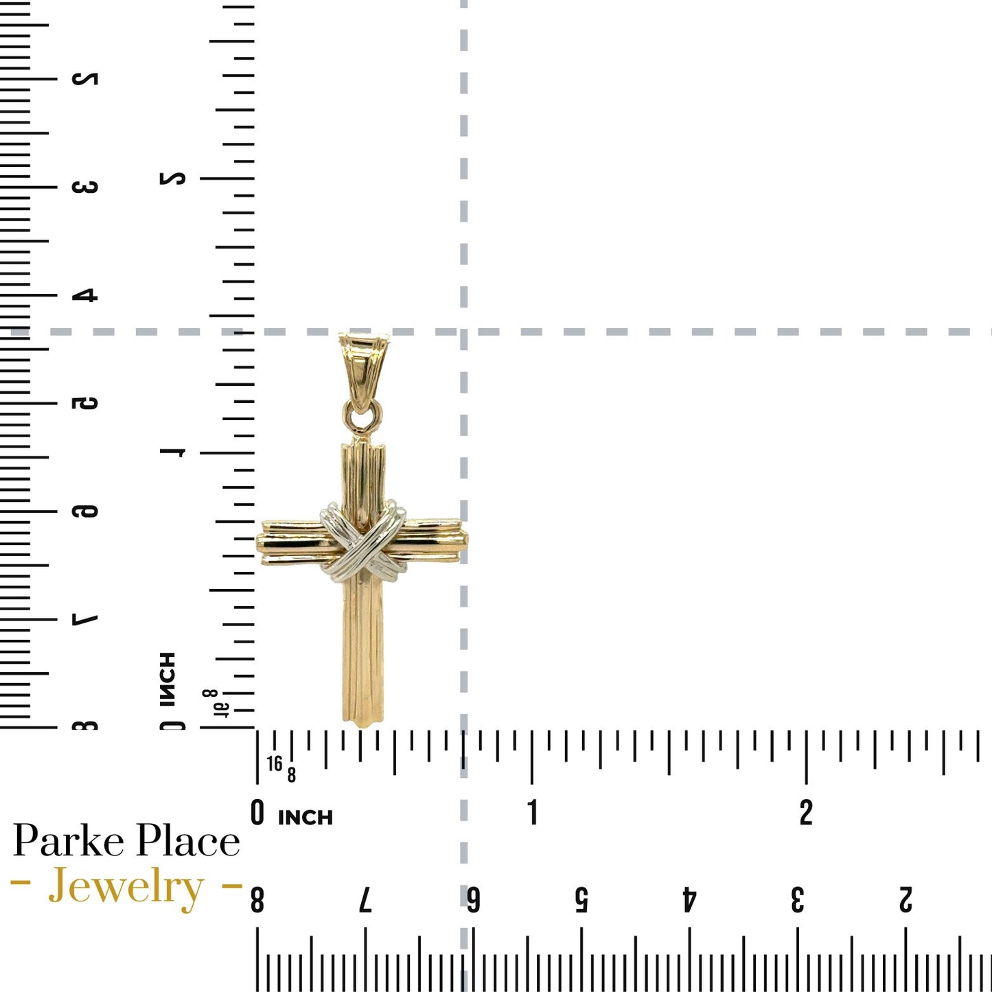 14K Yellow & White Multi-Tone Gold Cross Pendant 3.9g