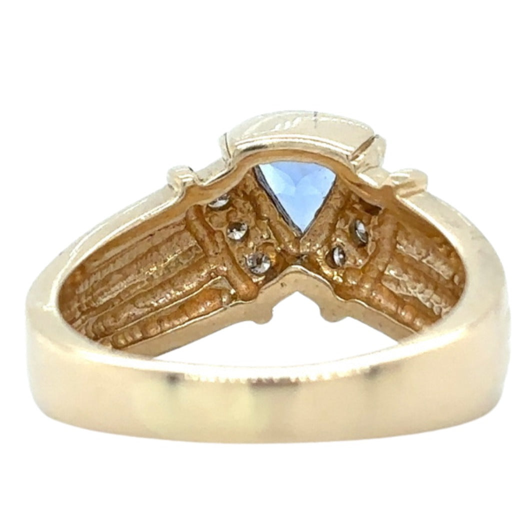 14k Yellow Gold Tanzanite with Diamond Accents Size 7.75 Ring 6.9g