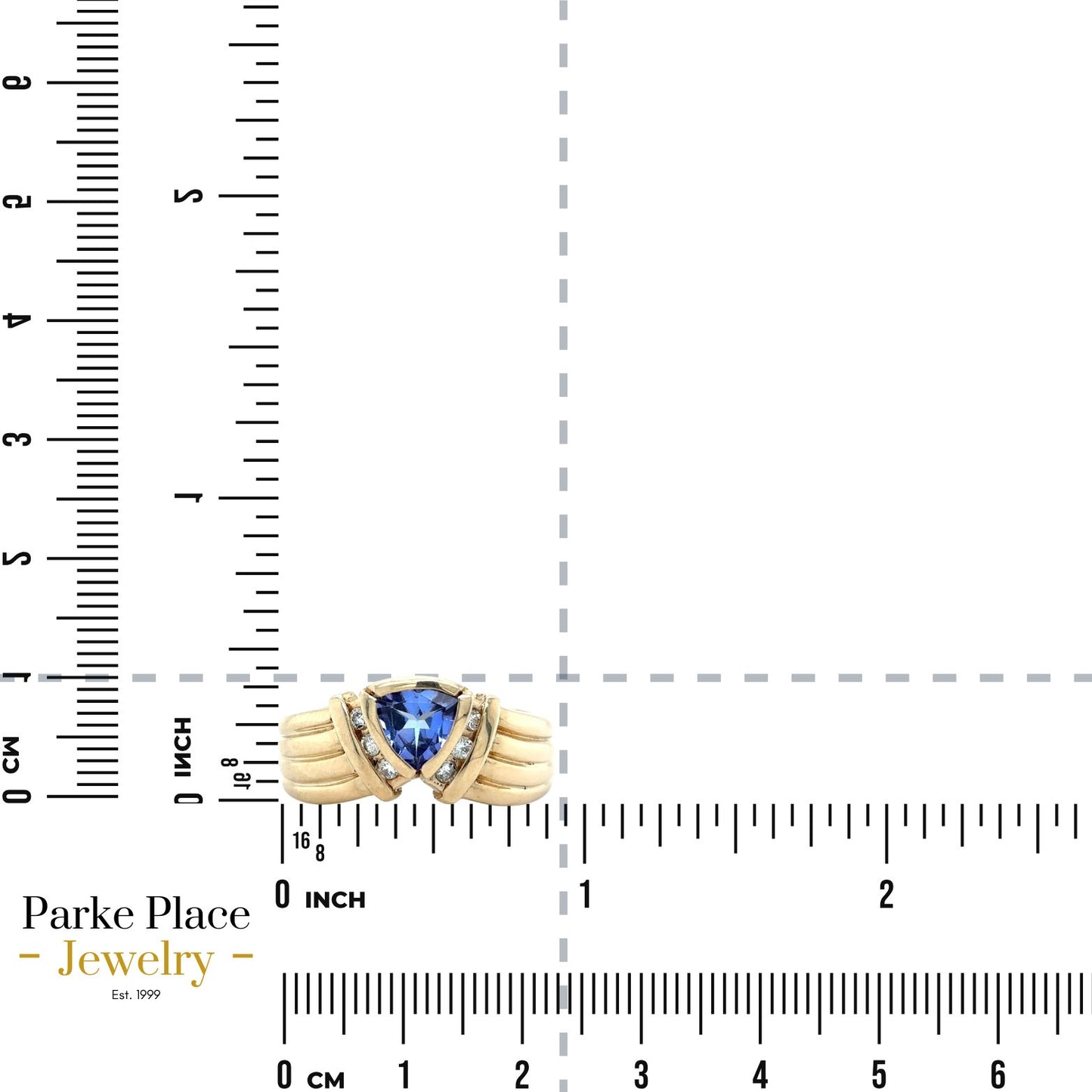 14k Yellow Gold Tanzanite with Diamond Accents Size 7.75 Ring 6.9g