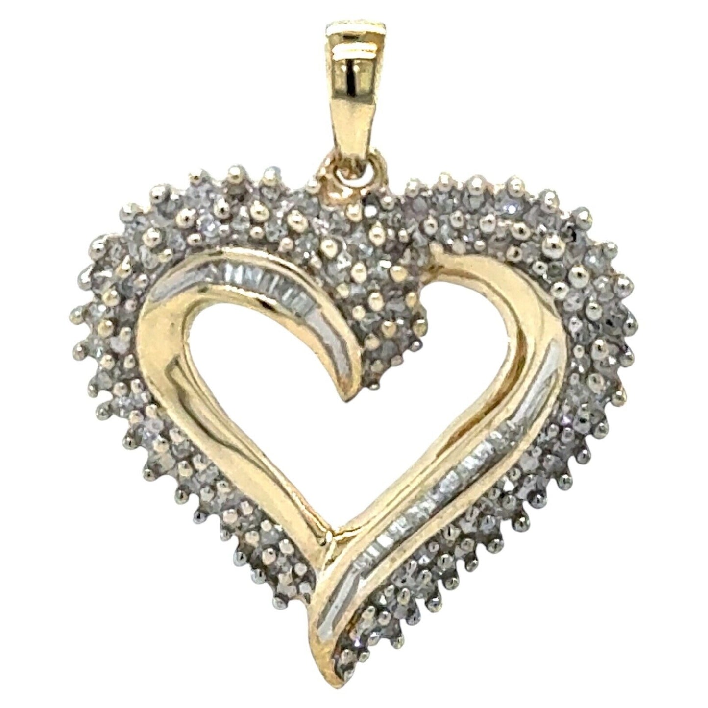 1/2ctw Diamond 10k Yellow Gold Heart Pendant 4.5g