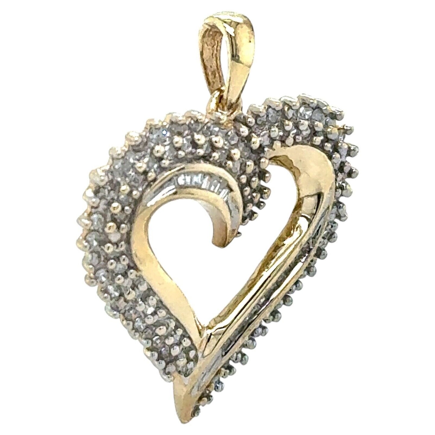 1/2ctw Diamond 10k Yellow Gold Heart Pendant 4.5g