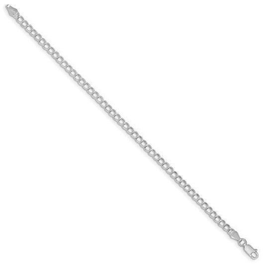 Sterling Silver 3.5mm Double Link Charm 7 inch Bracelet