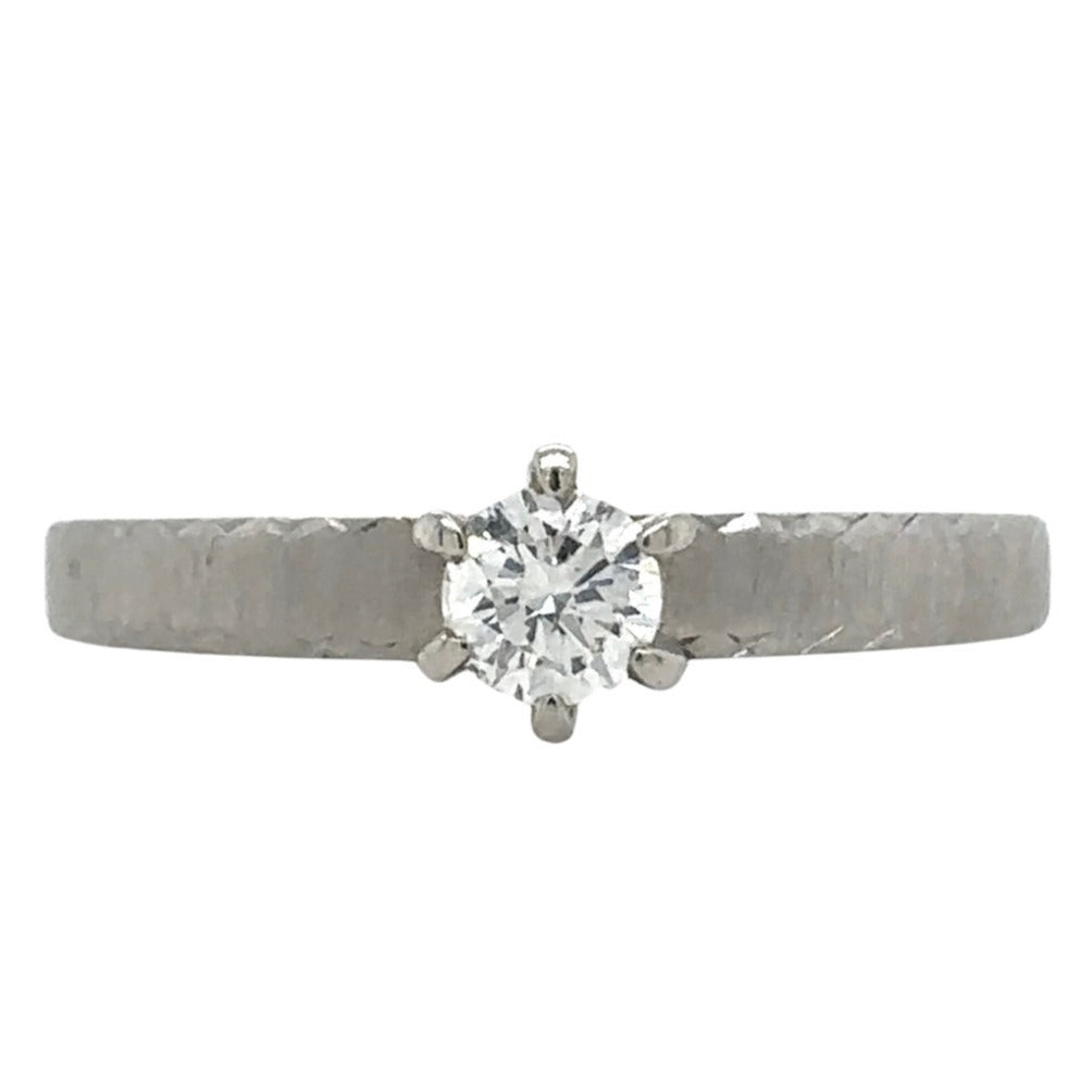14k White Gold 1/6ctw Diamond Solitaire Size 5 Ring 2.0g (SI1-2,G-I)