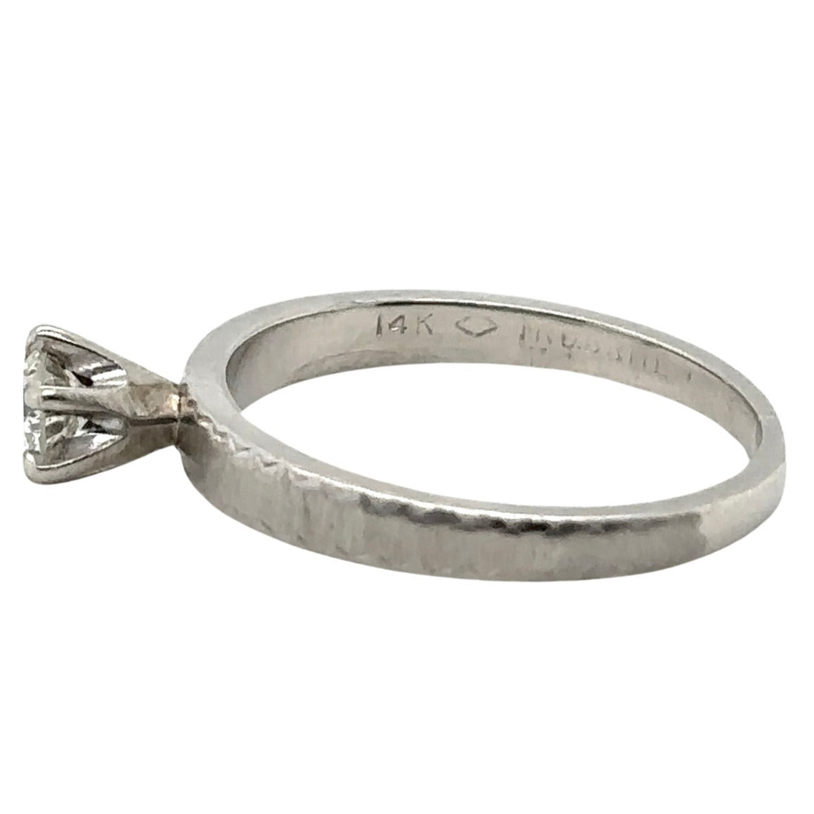 14k White Gold 1/6ctw Diamond Solitaire Size 5 Ring 2.0g (SI1-2,G-I)