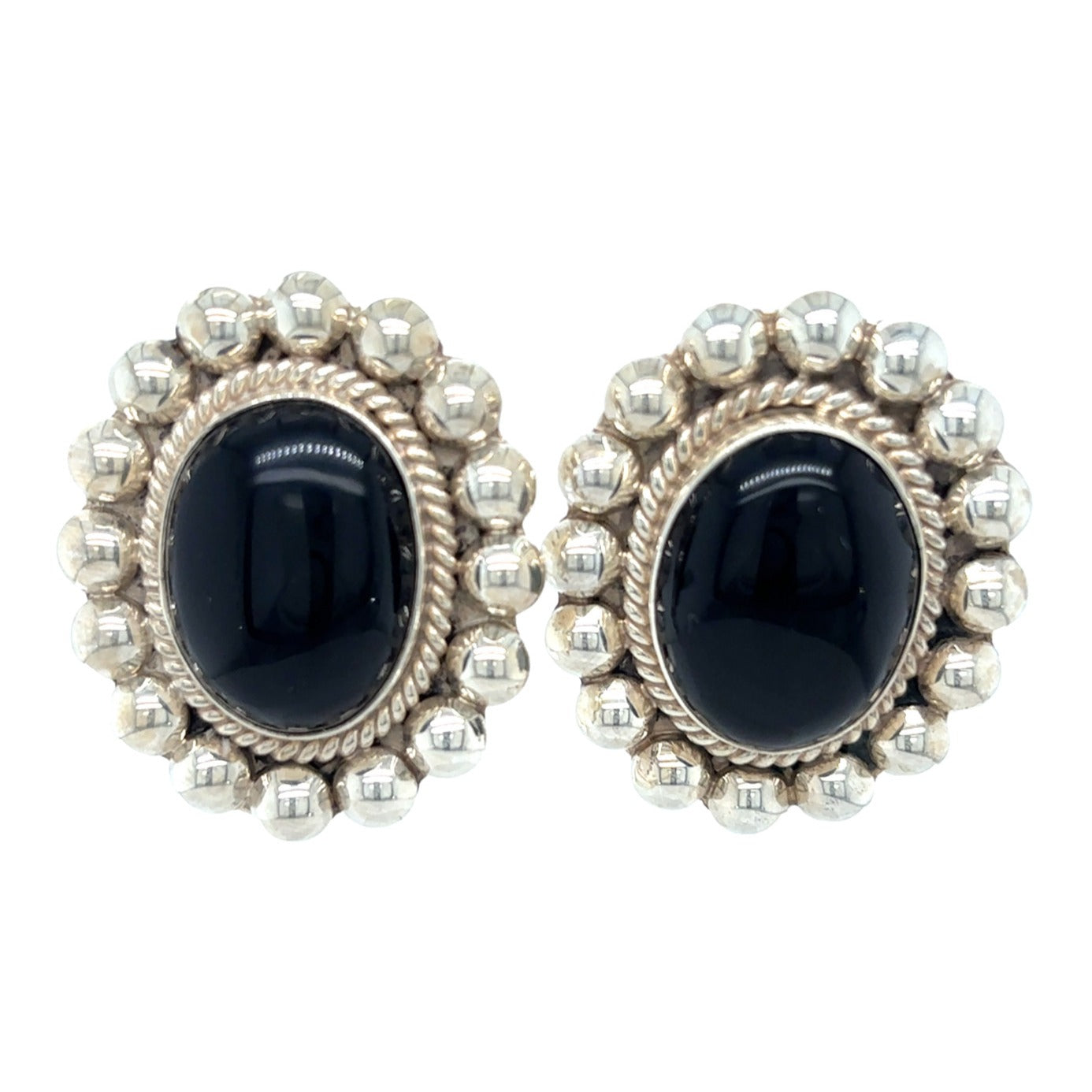 .925 Sterling Silver Onyx Earrings 21.0g