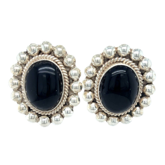 .925 Sterling Silver Onyx Earrings 21.0g