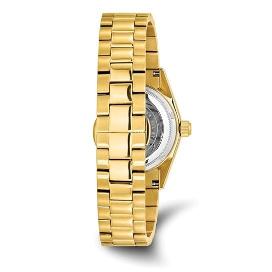 Charles-Hubert Yellow IP-Plated Stainless Steel Quartz Watch With Blue Dial & Date