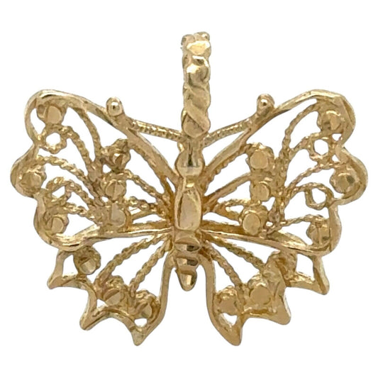 Butterfly 14k Yellow Gold Pendant Charm 2.7g